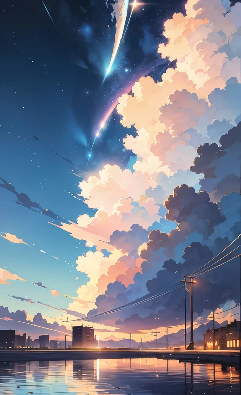 城市黄昏流星云海·唯美二次元风手机壁纸（高热度壁纸）