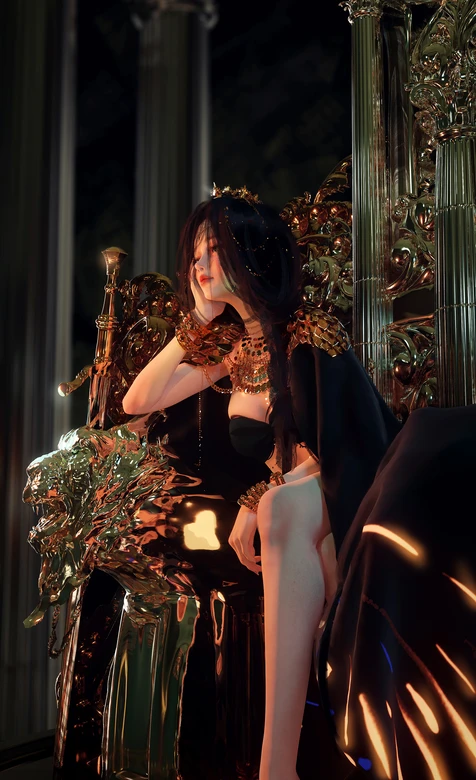 暗黑华丽王座女王·黑金奢饰3D建模 高人气手机壁纸