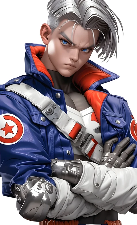 未来战士·银发机械臂帅哥 写实机甲风高热度手机壁纸