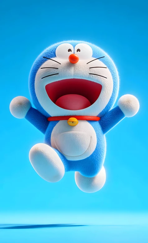 哆啦A梦·3D拟真毛绒风 日系动漫治愈系手机壁纸