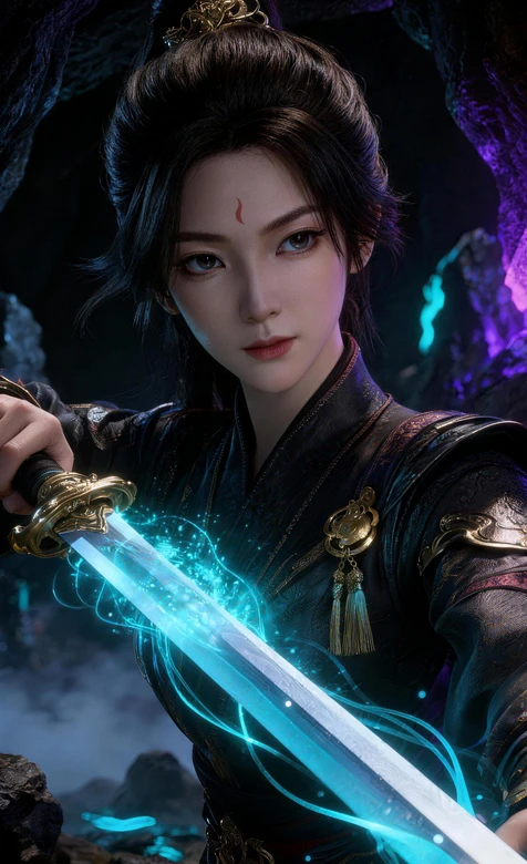 温天仁侍女·蓝光灵剑 国风玄幻武侠壁纸