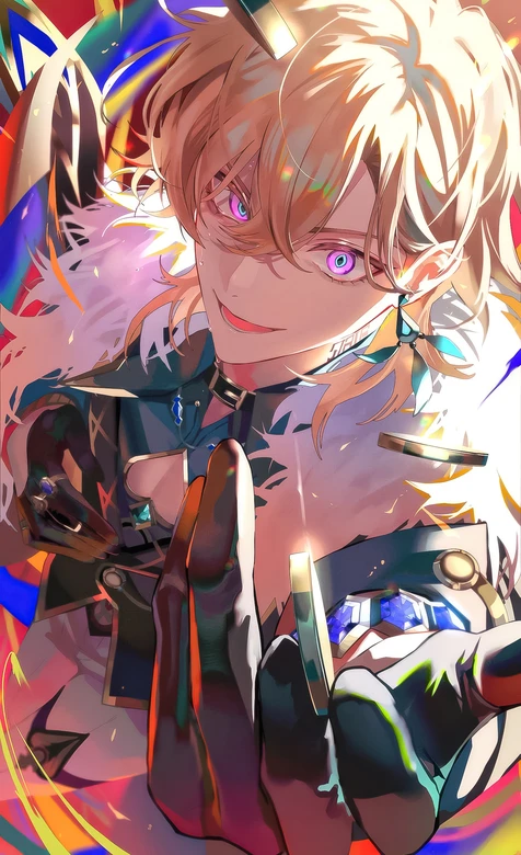 二次元炫彩 金发紫瞳华丽服饰动漫角色壁纸 超人气