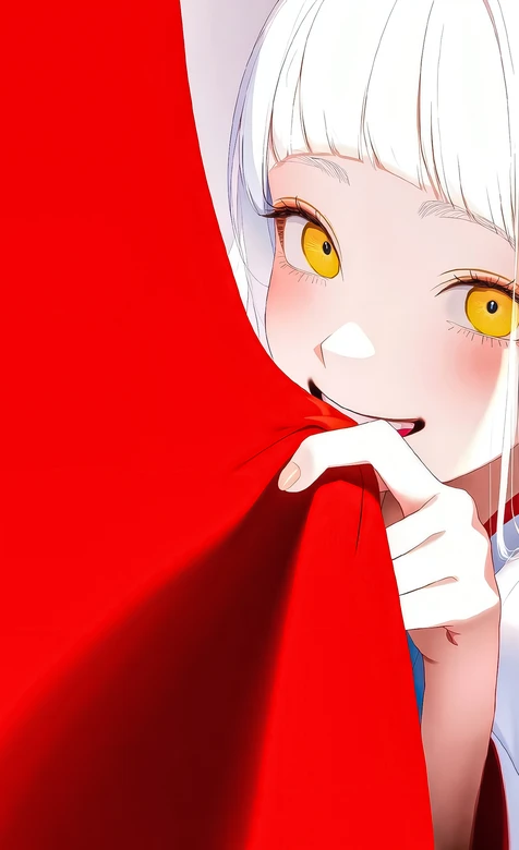 白发黄眼少女·俏皮遮帘 国漫唯美手机壁纸