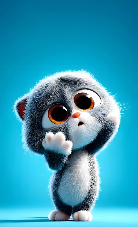 3D萌系卡通小猫·大眼睛委屈感 治愈风手机壁纸热款