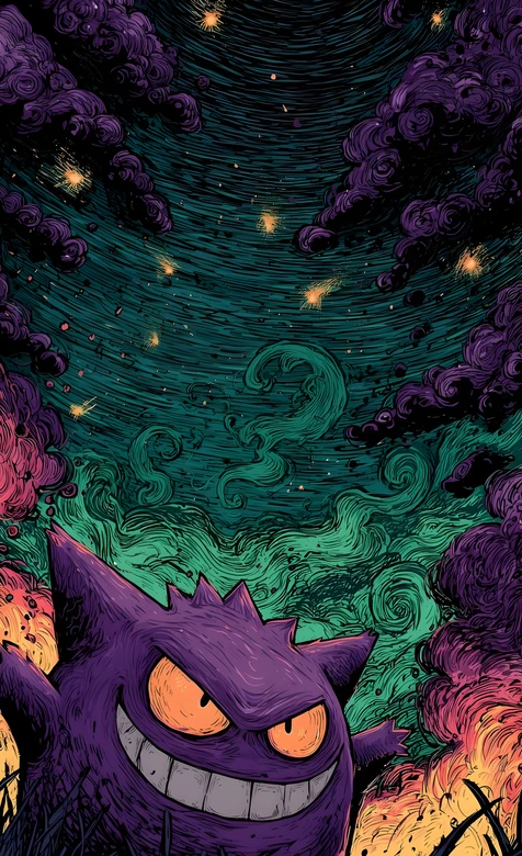 宝可梦耿鬼·暗黑奇幻风 高人气手机壁纸