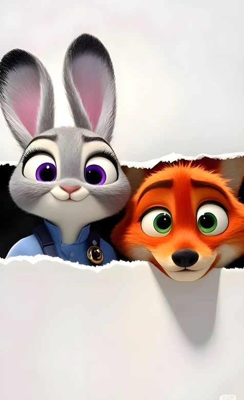 朱迪·尼克·萌趣探头 疯狂动物城动画风手机壁纸优选