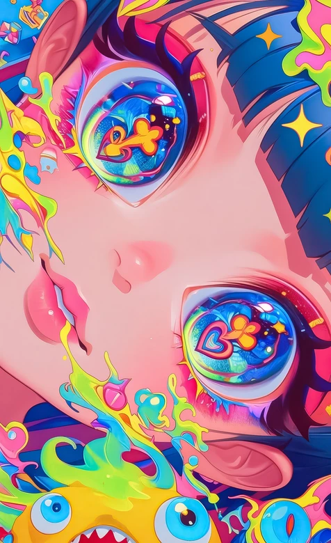 迷幻潮酷卡通人物·赛博流体风 高饱和视觉冲击手机壁纸