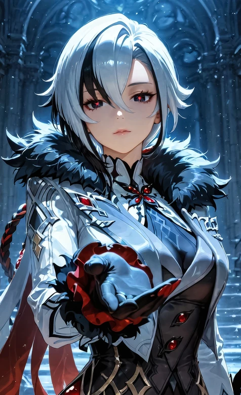 银发黑纹红瞳少女·暗黑奇幻游戏角色竖屏壁纸