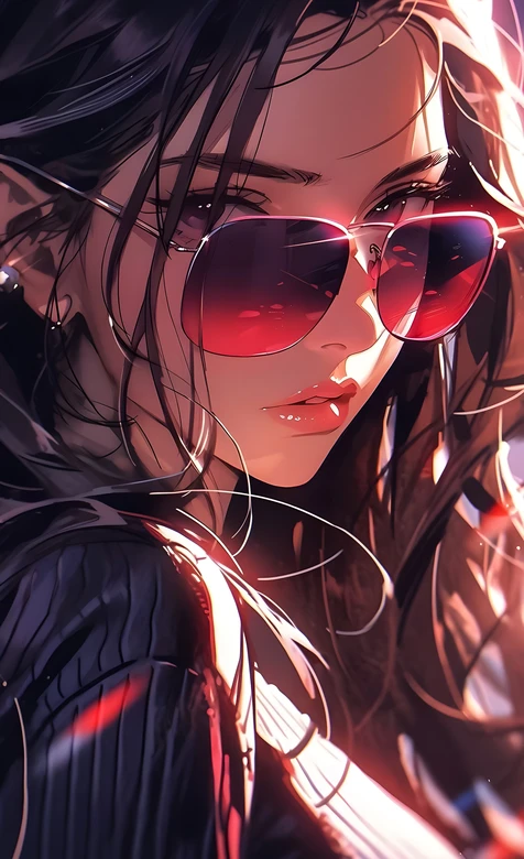 酷飒墨镜少女·光影写实风 氛围感手机壁纸