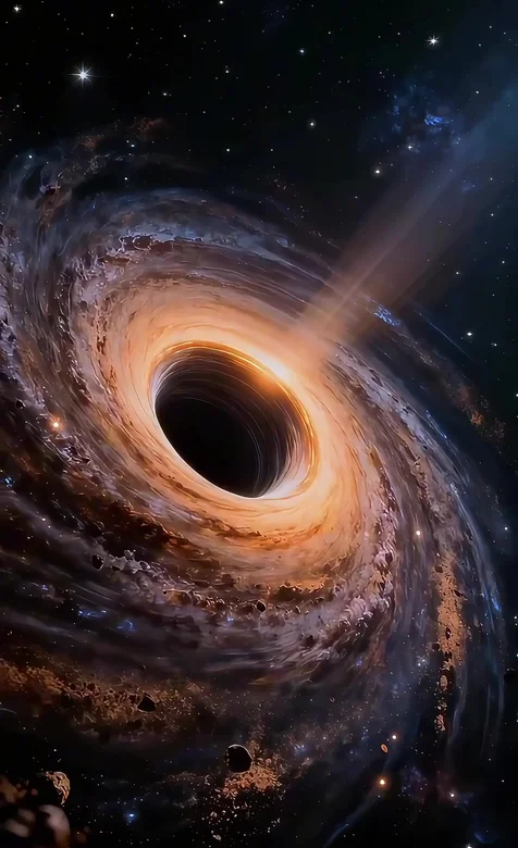 黑洞吸积盘场景·科幻写实风宇宙天体动态手机壁纸