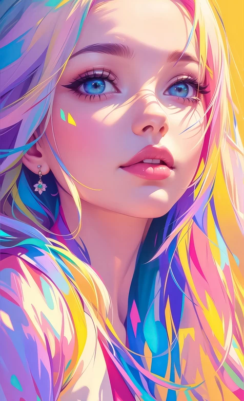 炫彩长发少女·唯美艺术插画 超人气手机壁纸