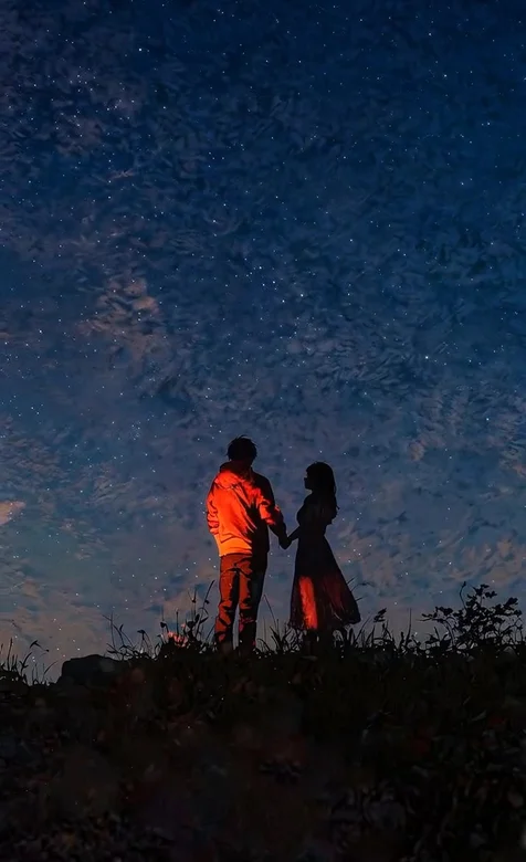 情侣牵手星空下·唯美浪漫风 超火动态手机壁纸