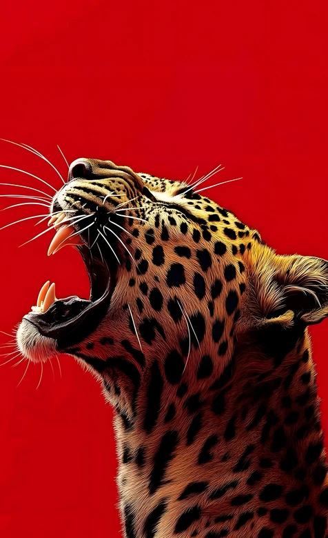 咆哮的豹子·写实风格 野性张力手机壁纸高热度款