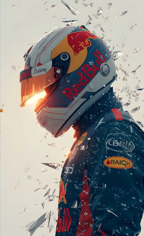 Red Bull赛车手·头盔光效碎玻璃 炫酷赛车热血手机壁纸