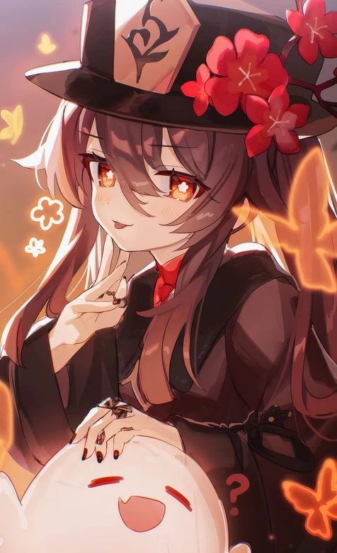 原神胡桃·小幽灵互动 国漫二次元治愈暖调手机壁纸