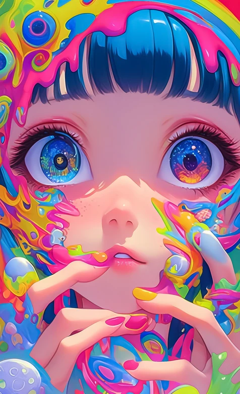 二次元少女·迷幻流体色彩 超现实艺术手机壁纸热搜款