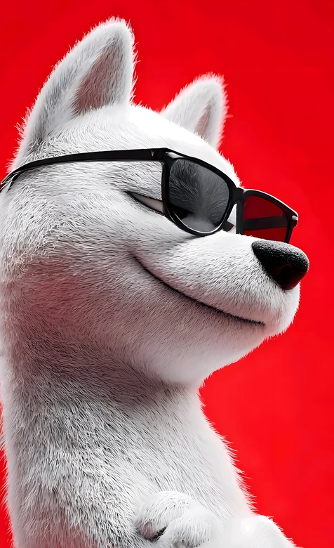 戴墨镜的卡通白狗·拟人化风格高人气手机壁纸