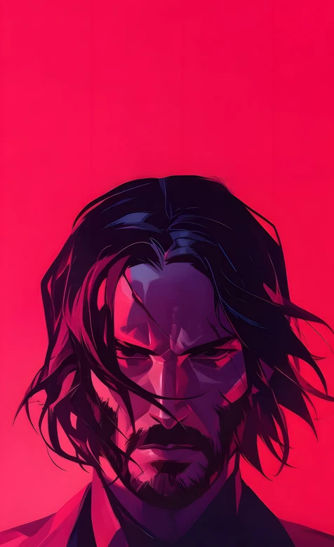 约翰·维克·冷峻肃杀 霓虹高对比插画 疾速追杀高燃风