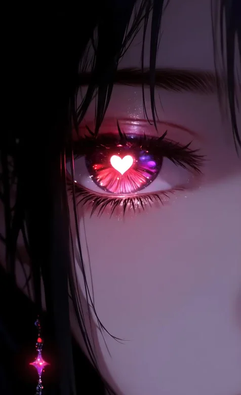 二次元人物·心形瞳孔眼眸 唯美梦幻动态手机壁纸