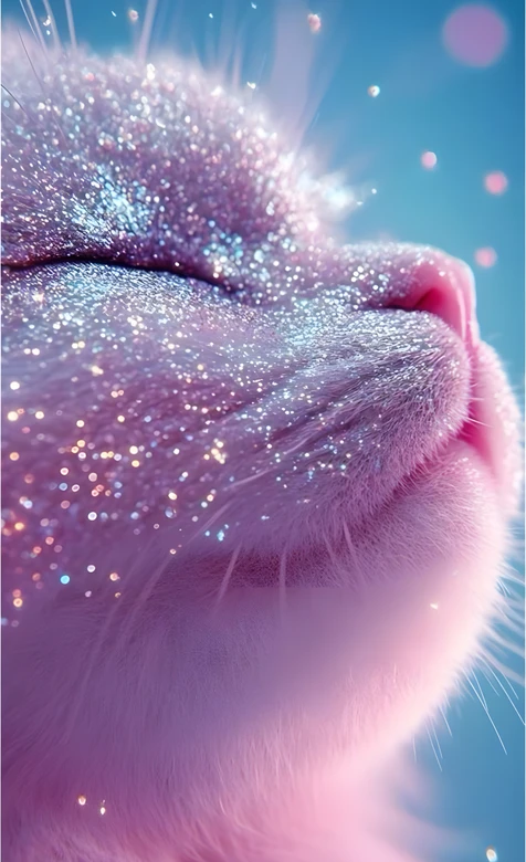 梦幻闪粉猫咪·粉蓝治愈系 手机壁纸