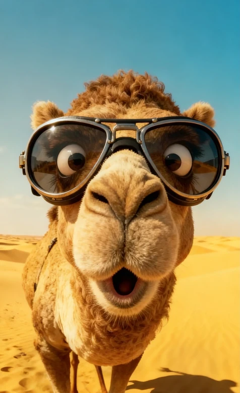 卡通拟人骆驼·墨镜大眼·沙漠趣味手机壁纸