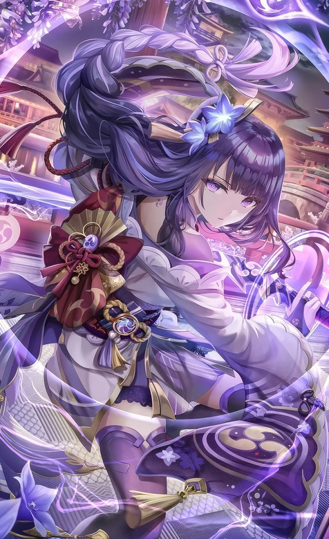 雷电将军·紫电御姐 日式和风原神游戏手机壁纸