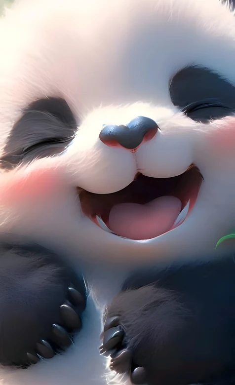 萌系卡通熊猫·治愈国漫风·可爱笑脸手机壁纸推荐