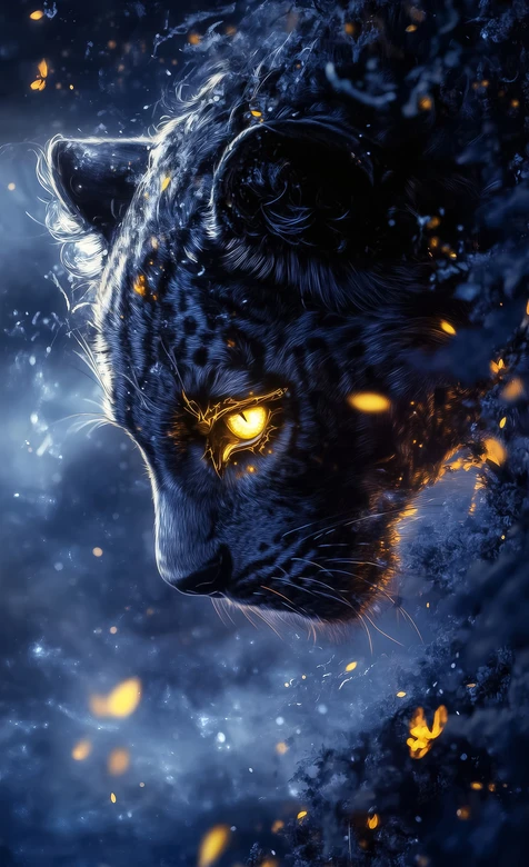 暗夜猎豹·金色魔瞳 暗黑奇幻风手机壁纸