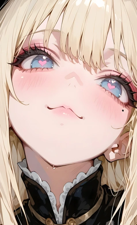 二次元唯美金发爱心眼少女 洛丽塔风动漫手机锁屏壁纸