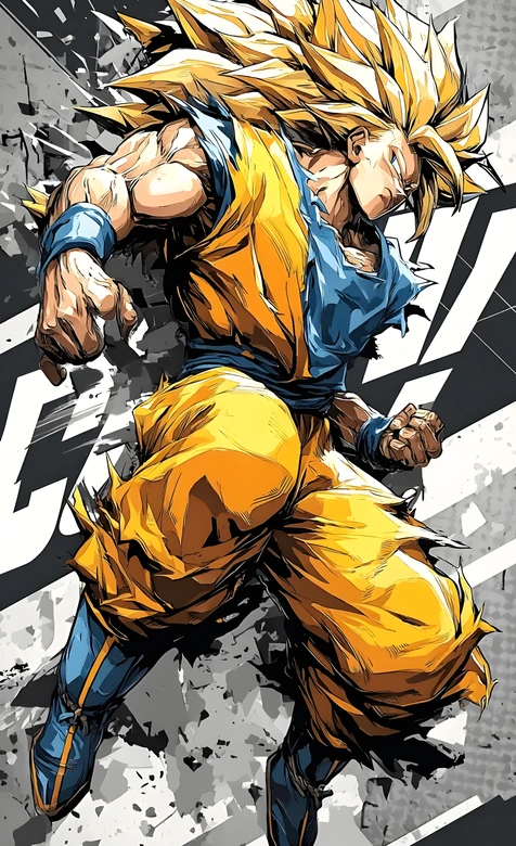 孙悟空·超级赛亚人 热血动漫风《龙珠》手机壁纸 战斗感拉满