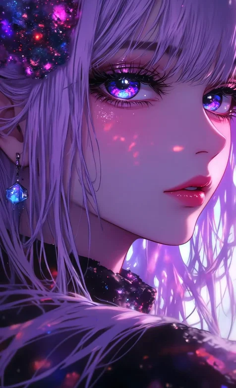 紫发星空眼眸少女·梦幻唯美风 高热度动态手机壁纸精选