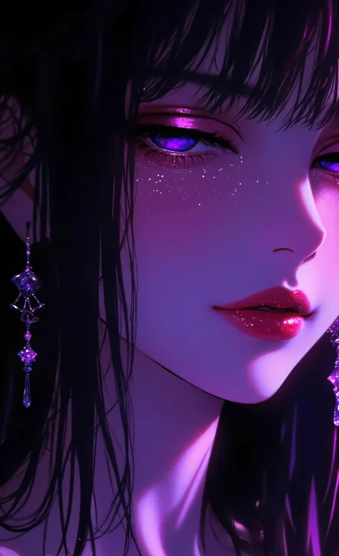 二次元紫幻美少女·星钻眼眸亮片 动态手机壁纸（动态壁纸精选）