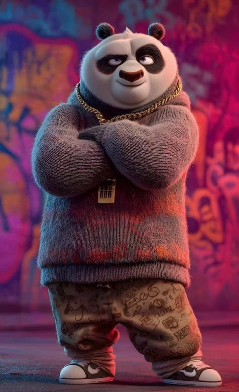阿宝·潮酷嘻哈风 功夫熊猫国漫手机壁纸