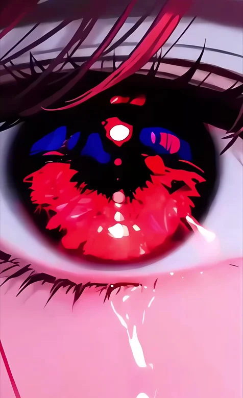 动漫人物·泪垂睫羽 红黑发丝 暗黑国漫动态手机壁纸精选