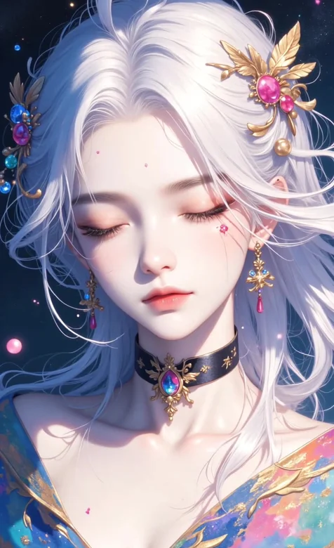 白发古风少女·金饰彩宝 唯美奇幻风动态手机壁纸精选