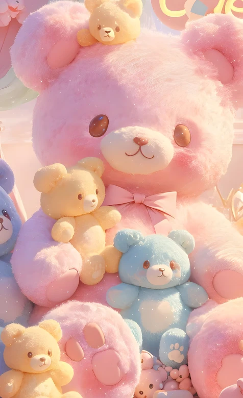 软萌毛绒熊群·治愈卡通风手机壁纸（玩偶主题）