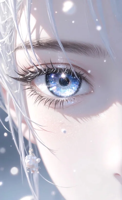 银发星空眼少女·唯美梦幻风 超仙眼眸动态手机壁纸