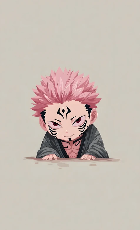 两面宿傩·Q版咒纹粉发 咒术回战日系二次元动漫壁纸