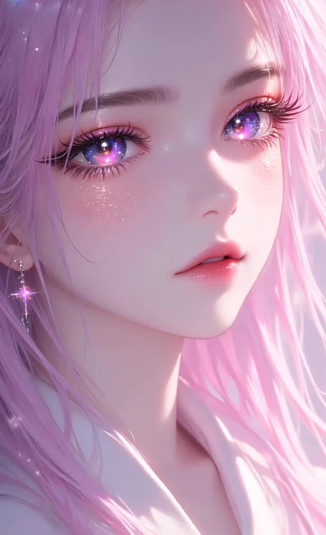 粉色长发少女·梦幻星光风 动态手机壁纸热门款