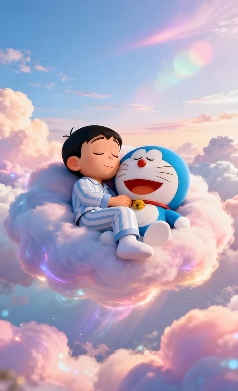 大雄&哆啦A梦 云端酣睡 唯美治愈 哆啦A梦动漫睡眠壁纸