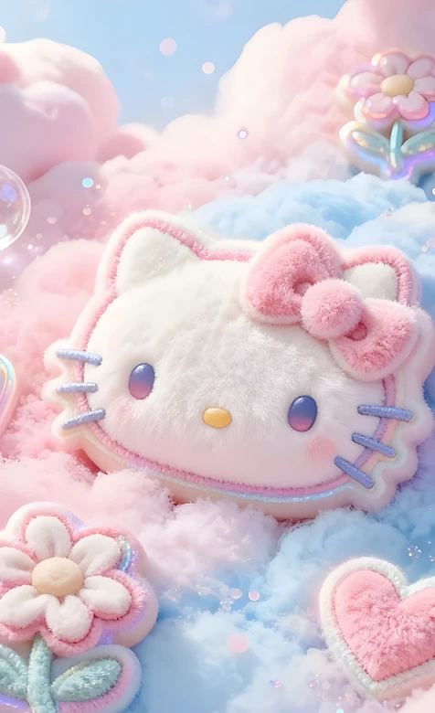 Hello Kitty·毛绒蝴蝶结 梦幻可爱风 三丽鸥治愈壁纸