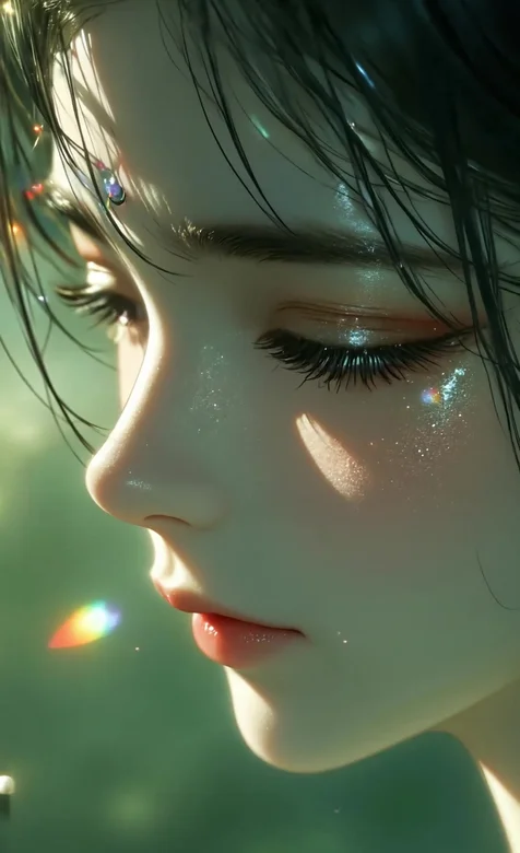 唯美国风美少女·闪粉光影落泪·国漫动态手机壁纸推荐