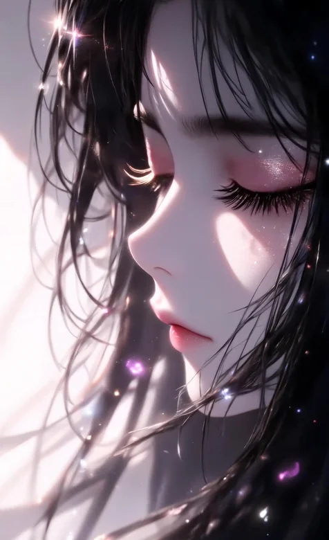 黑发星眸少女·唯美梦幻风 碎光发丝高人气动态壁纸