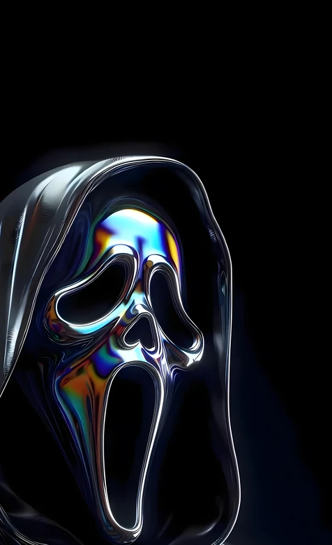 惊声尖叫鬼脸·赛博朋克金属炫彩风 高质感恐怖影视壁纸