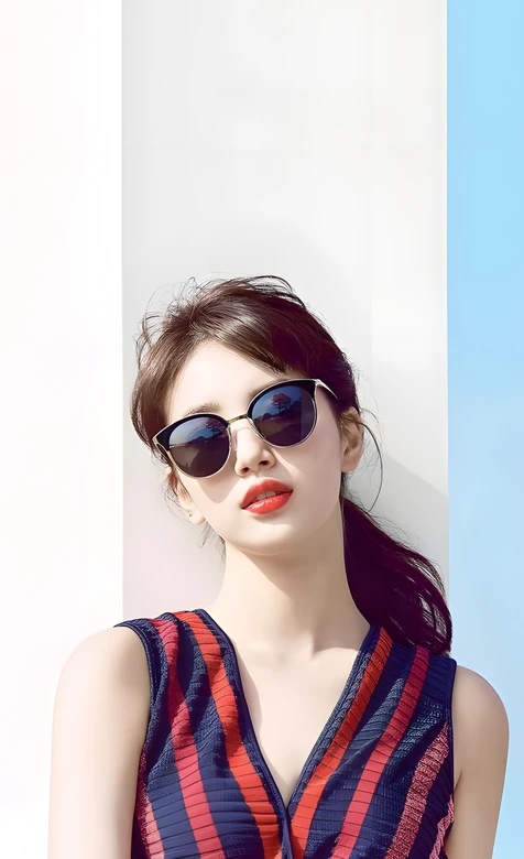 裴秀智·墨镜条纹 清新时尚明星手机壁纸