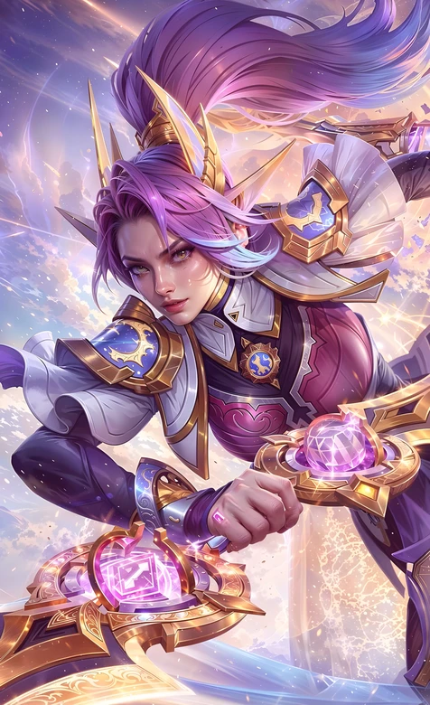 紫发金甲魔法战姬·唯美奇幻游戏风高人气壁纸