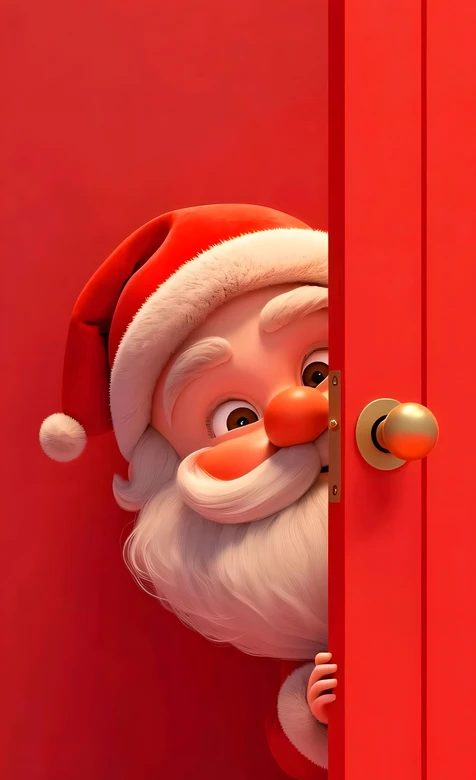 圣诞老人·卡通3D探头 圣诞节日手机壁纸