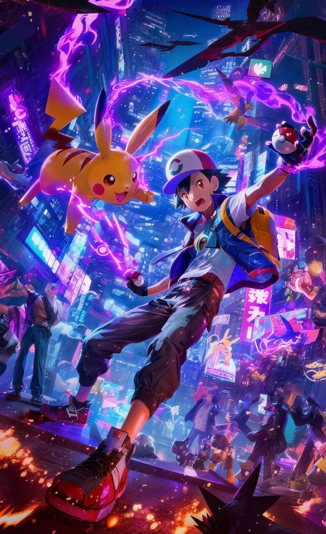 小智·精灵球 皮卡丘·电光 赛博朋克宝可梦动漫壁纸（高人气宝可梦壁纸）