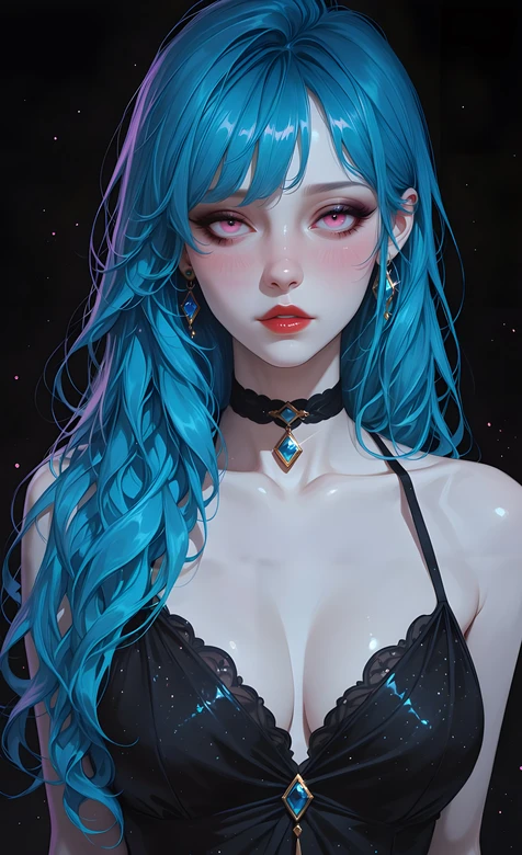 蓝发绮丽美少女·二次元精致风·原创 冷艳氛围感手机壁纸