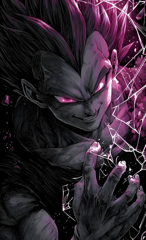 贝吉塔·暗黑炸裂破碎风 龙珠动漫高燃手机壁纸